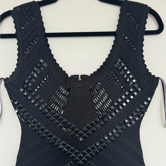 Herve Leger Black Beaded/Studded/Sequin Bandage Dress, size Small NWOT - Picture 2 of 8